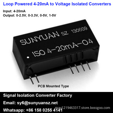 4-20mA Current to 0-5V/0-3.3V/0-2.5V Isolated Converters